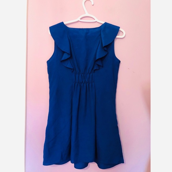 Daniel Rainn Blue Ruffle Tunic with front pockets - Picture 3 of 5